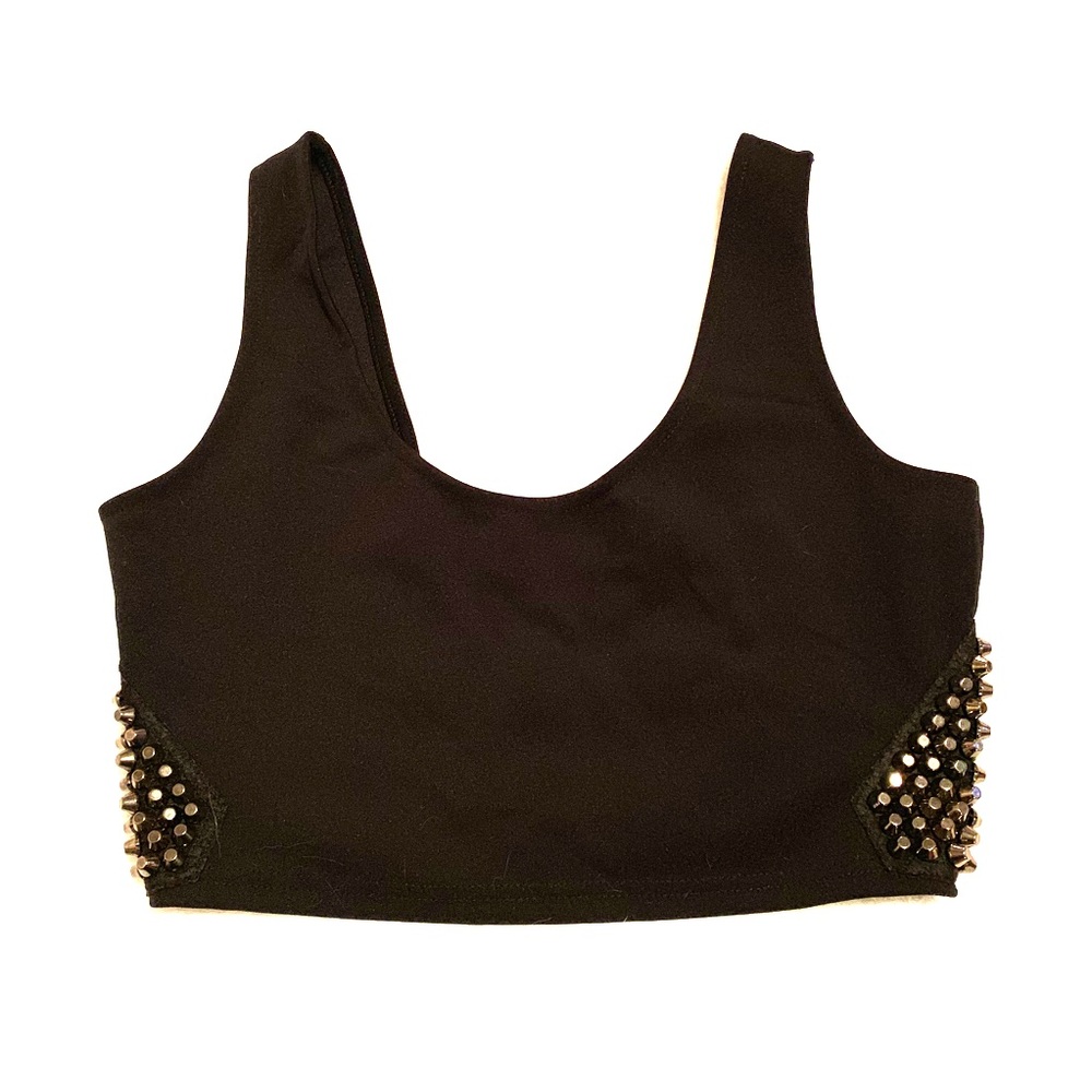 OUT FROM UNDER crop top w/metal embellishment